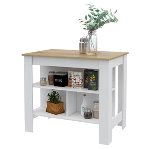 English Elm Brooklyn Rustic Kitchen Island with Hidden Shelves and Ergonomic Bar Design for Entertaining Elegance Multicolor 45 L x 32 W x 4 H B128P148676