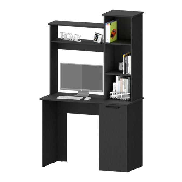 English Elm Rumford Black Computer Desk with Hutch, 38.7" Work Surface, 3-Tier Shelves & Lower Cabinet Storage B128P148803