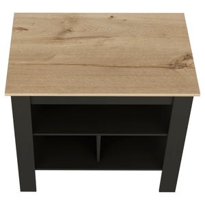 English Elm Brooklyn Rustic Kitchen Island with Hidden Shelves and Ergonomic Bar Design for Entertaining Elegance Black,Light Oak,Multicolor 45 L x 32 W x 4 H B128P148675