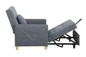 English Elm Convertible Sleeper Sofa Chair Bed with 3-Level Recline, Pull-Out Guest Bed, Plush Teddy Fabric Comfort Dark Gray W1420131259