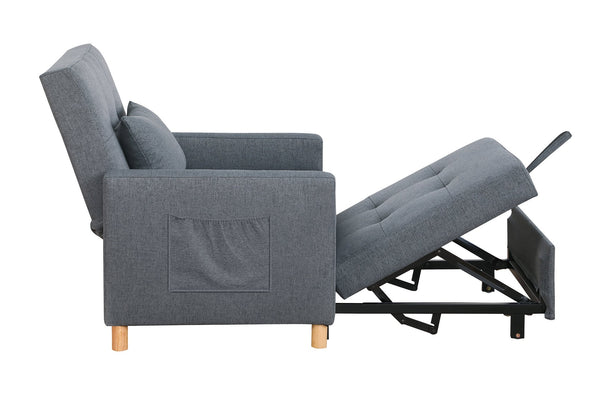 English Elm Convertible Sleeper Sofa Chair Bed with 3-Level Recline, Pull-Out Guest Bed, Plush Teddy Fabric Comfort Dark Gray W1420131259