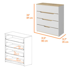 English Elm California Drawer Dresser - Four Spacious Drawers, Stylish Multicolor Finish For Modern Spaces B128P148679