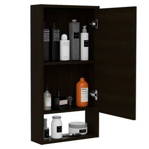 English Elm Modesto Mirrored Medicine Cabinet with Open Shelf and Two Interior Shelves for Bathroom Storage and Style Black 40 L x 21 W x 3 H B128P148753