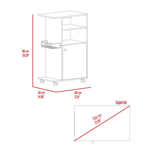 English Elm Columba Kitchen Cart with Microwave Countertop and Single Door Cabinet on Smooth Rolling Casters for Easy Mobility Black 46 L x 22 W x 4 H B128P148689
