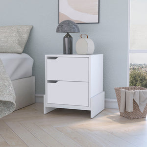 English Elm Lovell White Nightstand with Sturdy Base, 2 Spacious Drawers & Wide Top Surface for Bedside Storage B128P148741