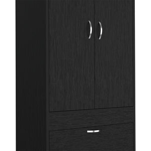 English Elm Alabama Armoire with Spacious Cabinet, Closet Rod & Two Drawers for Organized Bedroom Storage Black 74 L x 23 W x 4 H B128P148647