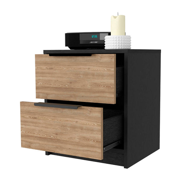 English Elm Washington Multicolor Nightstand with Two Large Drawers, 18" High Modern Particleboard Design, Metal Hardware B128P148837