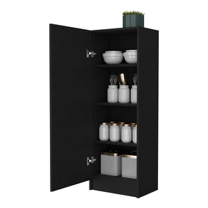 English Elm Miami Black Single Door Pantry with Four Adjustable Shelves, Engineered Wood, Space-Saving Design B128P148743