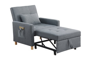 English Elm Convertible Sleeper Sofa Chair Bed with 3-Level Recline, Pull-Out Guest Bed, Plush Teddy Fabric Comfort Dark Gray W1420131259