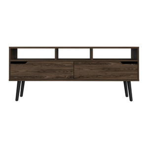English Elm Hamburg Brown Engineered Wood TV Stand for TVs up to 60" — 56" Top, Three Open Shelves, Sturdy Legs B128P148713