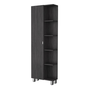 English Elm Los Angeles Linen Smoke Cabinet with Five Shelves & One Door Cabinet, 62.2"H Slim Storage with Metal Legs B128P148736