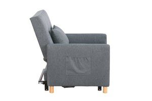 English Elm Convertible Sleeper Sofa Chair Bed with 3-Level Recline, Pull-Out Guest Bed, Plush Teddy Fabric Comfort Dark Gray W1420131259