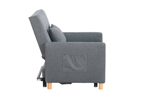 English Elm Convertible Sleeper Sofa Chair Bed with 3-Level Recline, Pull-Out Guest Bed, Plush Teddy Fabric Comfort Dark Gray W1420131259