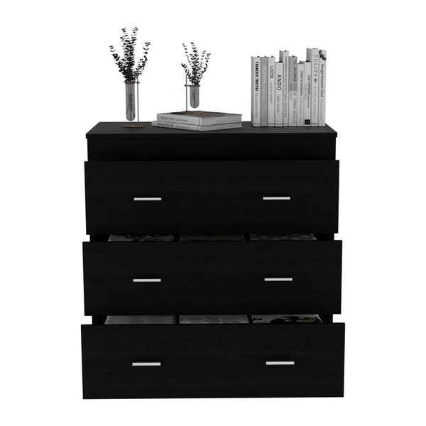 English Elm Burlington White Three-Drawer Dresser in Engineered Wood — Sleek Wenge Accents, Easy Assembly, Compact Elegance B128P148889