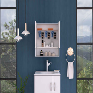 English Elm Ozark Modern 24" Mirrored Medicine Cabinet with Three Interior Shelves and Open Bottom Shelf Light Gray 28 L x 22 W x 5 H B128P148782