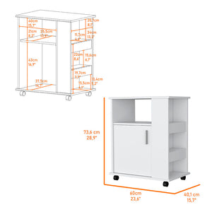 English Elm Clayton White Lower Microwave Cabinet with Wheels, Open Shelves & Top Surface for Countertop Microwave B128P148899