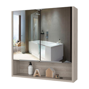 English Elm Ozark Modern 24" Mirrored Medicine Cabinet with Three Interior Shelves and Open Bottom Shelf Black 28 L x 22 W x 5 H B128P148781