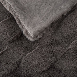 English Elm 50x60" Faux Fur Throw Luxury Basketweave Texture, Neutral Machine Washable, Oeko‑Tex Certified Comfort B035129464