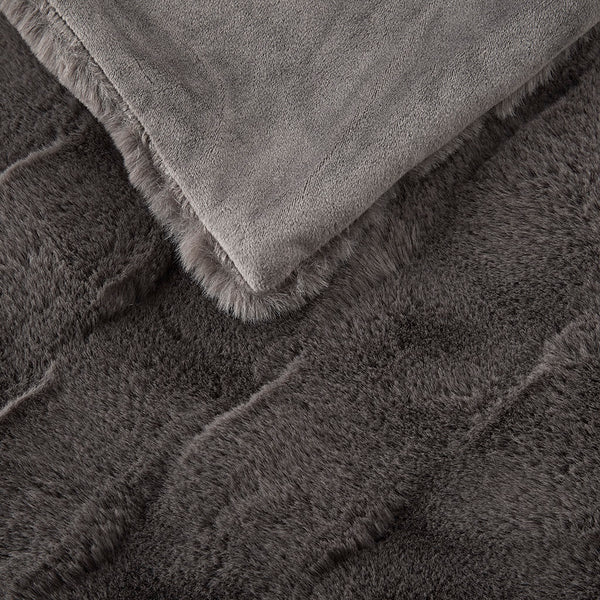 English Elm 50x60" Faux Fur Throw Luxury Basketweave Texture, Neutral Machine Washable, Oeko‑Tex Certified Comfort B035129464