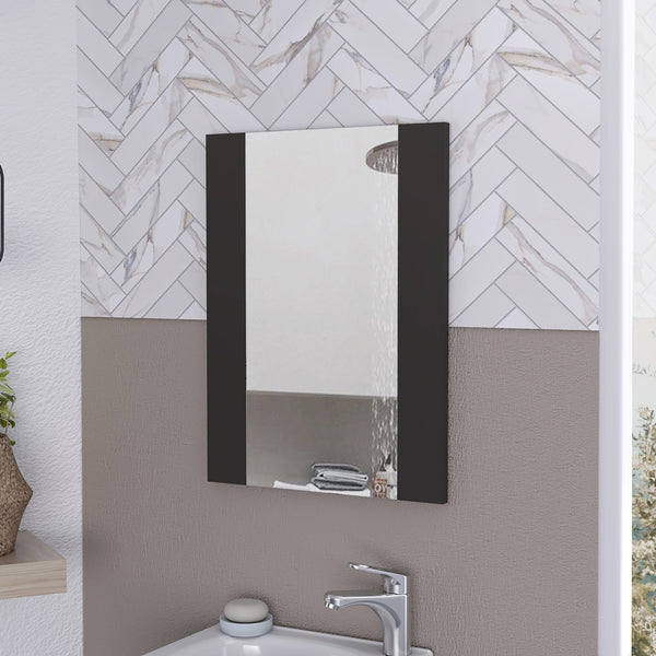 English Elm Mirror Praia Black Rectangular Looking Glass Mirror 17.71" W x 23.62" H Engineered Wood Accent Decor B128P148752