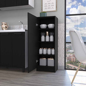 English Elm Miami Black Single Door Pantry with Four Adjustable Shelves, Engineered Wood, Space-Saving Design B128P148743
