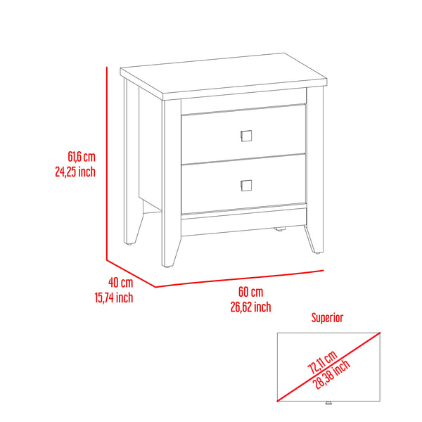 English Elm Breeze Modern Four-Leg Nightstand with Two Soft-Close Drawers, Engineered Wood, Easy Assembly White 27 L x 20 W x 6 H B128P148672