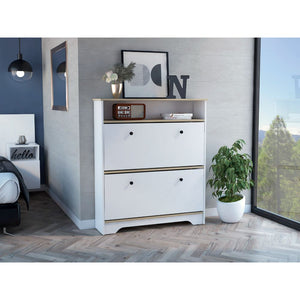 English Elm Brandford Shoe Rack with Superior Top and Two Shelves, Engineered Wood, Sturdy Entryway Storage Multicolor 49 L x 24 W x 6 H B128P148670