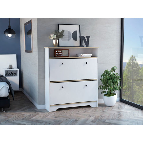 English Elm Brandford Shoe Rack with Superior Top and Two Shelves, Engineered Wood, Sturdy Entryway Storage Multicolor 49 L x 24 W x 6 H B128P148670