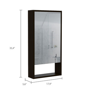 English Elm Modesto Mirrored Medicine Cabinet with Open Shelf and Two Interior Shelves for Bathroom Storage and Style Black 40 L x 21 W x 3 H B128P148753