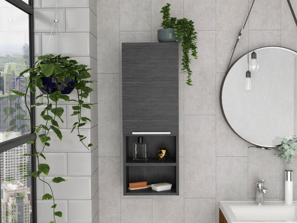 English Elm Milwaukee Smokey Oak Medicine Cabinet with Mirror Door, Two Interior Shelves and Open Bottom Storage Smoke 36 L x 16 W x 4 H B128P148744
