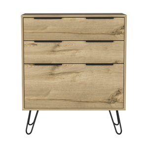 English Elm Praga Beige Dresser with Three Drawers and Superior Top, Hairpin Steel Legs, Engineered Wood Chic B128P148795
