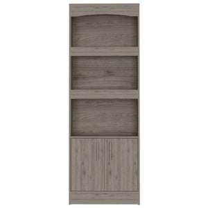 English Elm Durango Tall 70.8" Bookcase with Three Framed Shelves and Double Cabinet Doors for Elegant Storage Beige 74 L x 16 W x 5 H B128P148910