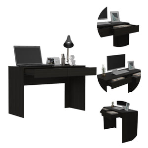 English Elm Tampa Modern Writing Computer Desk with Two Drawers, 47.3" Black Engineered Wood, Easy Assembly B128P148815