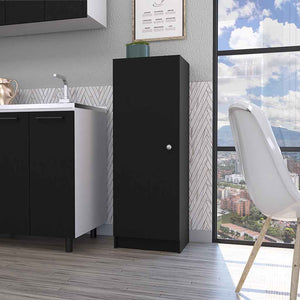 English Elm Miami Black Single Door Pantry with Four Adjustable Shelves, Engineered Wood, Space-Saving Design B128P148743