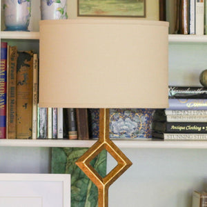 English Elm Slant Oval Hardback Linen Shade Washer Fitter Mid-century Retro Style Table Lamp Accent Beige B075101751