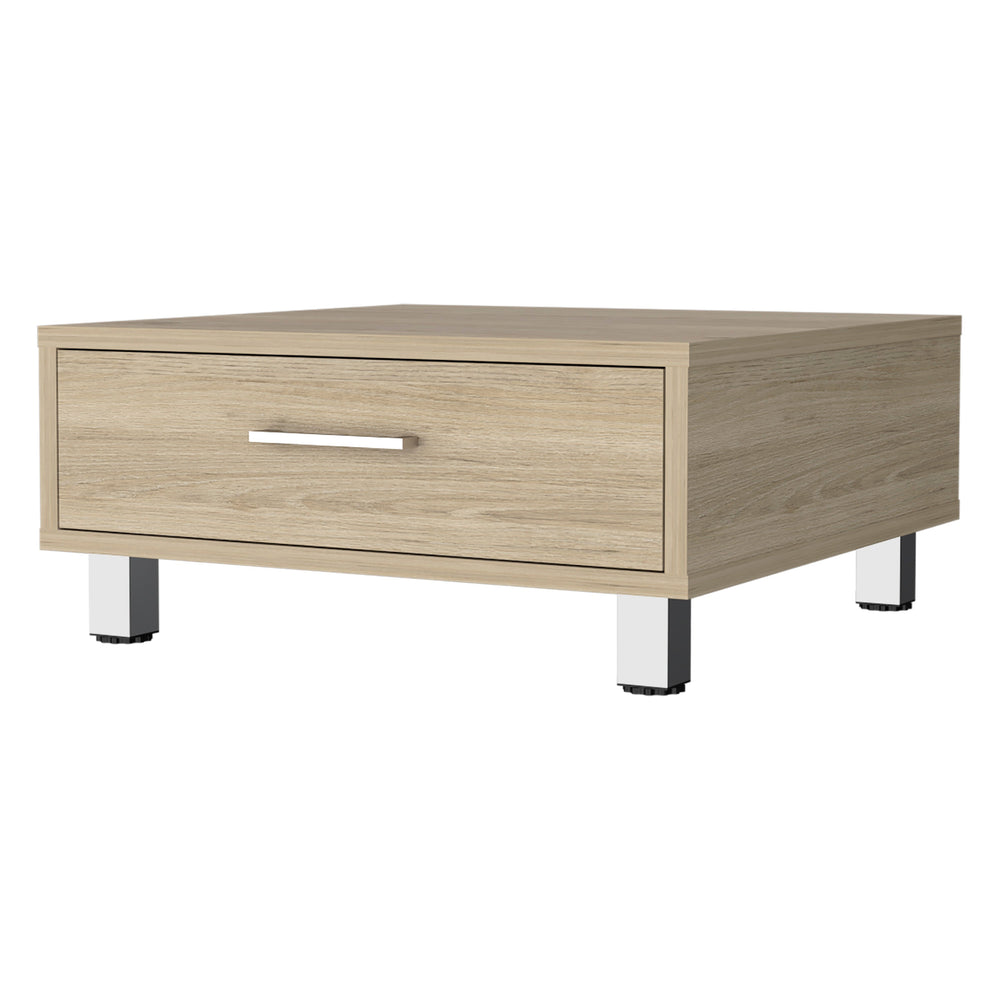 English Elm Myers Black Engineered Wood Coffee Table with Drawer, Metal Legs & Handle, Compact 23.6" Top B128P148756