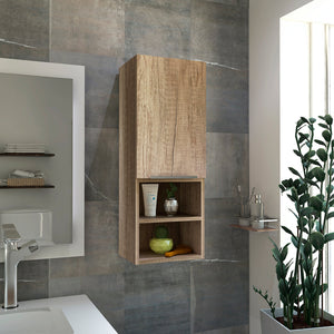 English Elm Milwaukee Light Oak Medicine Cabinet with Mirror, 2 Interior Shelves + 2 Open Bottom Shelves, Humidity-Resistant B128P148745
