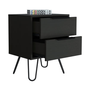 English Elm Nuvo modern nightstand with two soft-close drawers and sleek hairpin legs for stylish bedside storage Black 23 L x 22 W x 7 H B128P148765