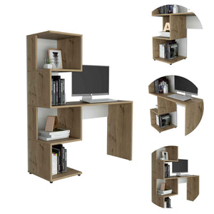 English Elm Lincoln Multicolor Computer Desk with Bookcase, 47.24" Worksurface, 4 Deep Shelves & Comfort Height B128P148929