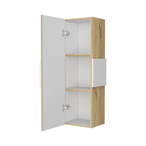 English Elm Nottingham Light Oak-White Medicine Cabinet with 3 Shelves, Engineered Wood, Nickel Hinges, Moisture Resistant B128P148763
