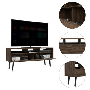 English Elm Hamburg Brown Engineered Wood TV Stand for TVs up to 60" — 56" Top, Three Open Shelves, Sturdy Legs B128P148713