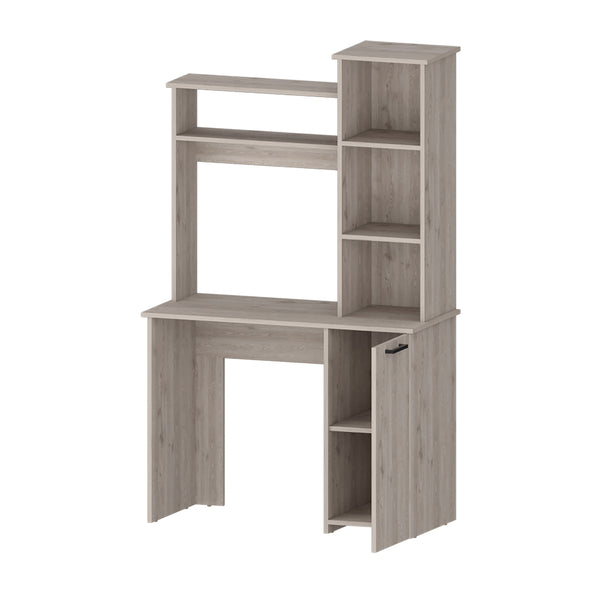 English Elm Rumford Beige Computer Desk with Hutch, 38.7" Work Surface, 3-Tier Shelves & Lower Cabinet Storage - Engineered Wood B128P148804