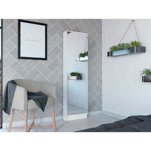 English Elm Ruan White XL Shoe Cabinet with Mirror, 5 Shelves Holds Up to 10 Pairs, 17.2" W x 66.9" H Sturdy Hardware B128P148801