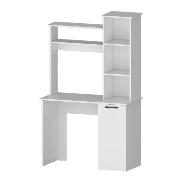 English Elm Rumford White Computer Desk with Hutch, 3-Tier Shelves, 38.7" x 17.7" Work Surface & Large Cabinet B128P148802