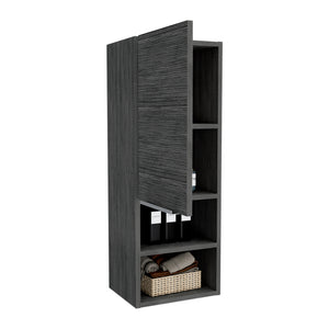 English Elm Miami Black Single Door Pantry with Four Adjustable Shelves, Engineered Wood, Space-Saving Design B128P148743