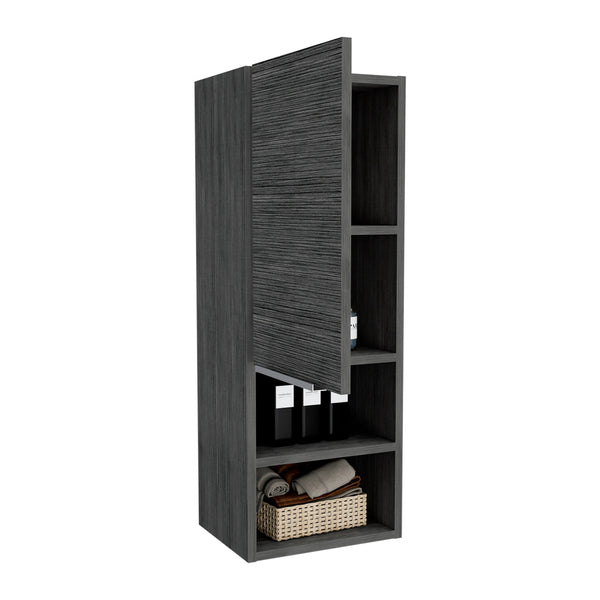 English Elm Miami Black Single Door Pantry with Four Adjustable Shelves, Engineered Wood, Space-Saving Design B128P148743