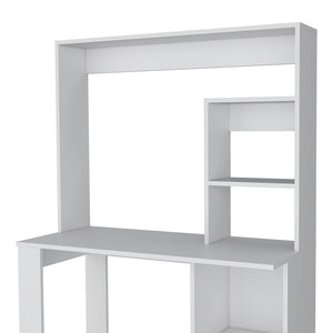 English Elm Carroll Space-Saving Computer Desk with Hutch, 5 Storage Shelves, Durable White or Black Finish B128P148681