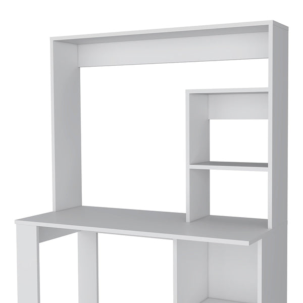 English Elm Carroll Space-Saving Computer Desk with Hutch, 5 Storage Shelves, Durable White or Black Finish B128P148681
