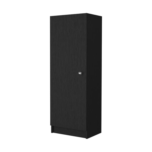 English Elm Miami Black Single Door Pantry with Four Adjustable Shelves, Engineered Wood, Space-Saving Design B128P148743