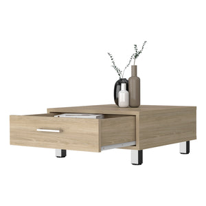 English Elm Myers Black Engineered Wood Coffee Table with Drawer, Metal Legs & Handle, Compact 23.6" Top B128P148756